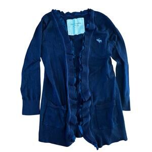 Abercrombie & Fitch Vintage Y2K Navy Blue Open Front Ruffle Cardigan | S
